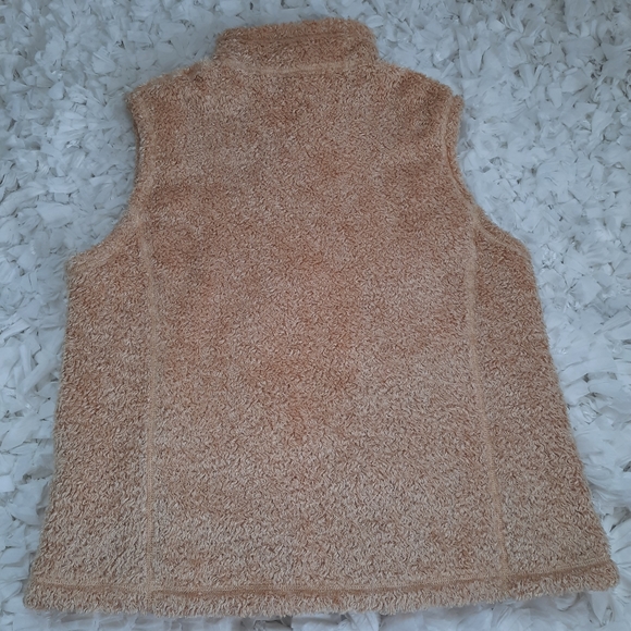Cabela's Light Camel Teddy Long Vest Mock Neck Zip Up EUC Medium - Picture 9 of 14